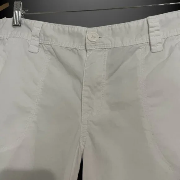 Calvin Klein White Cotton Cargo Pants Size 10 Utility Pocket Casual Minimalist - Picture 9 of 16